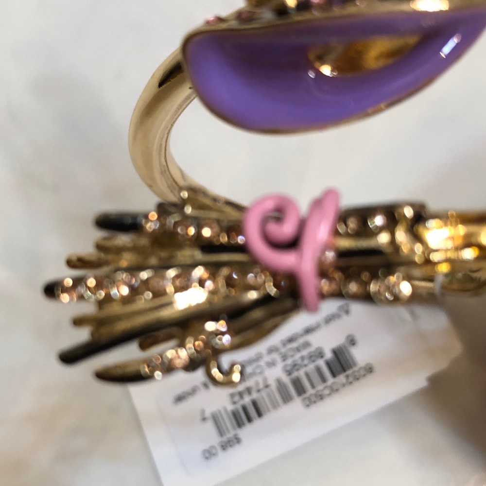 Betsey Johnson Black Witch Hat Butterfly Accents & Crystal Bypass Bangle NWT - Picture 8 of 16